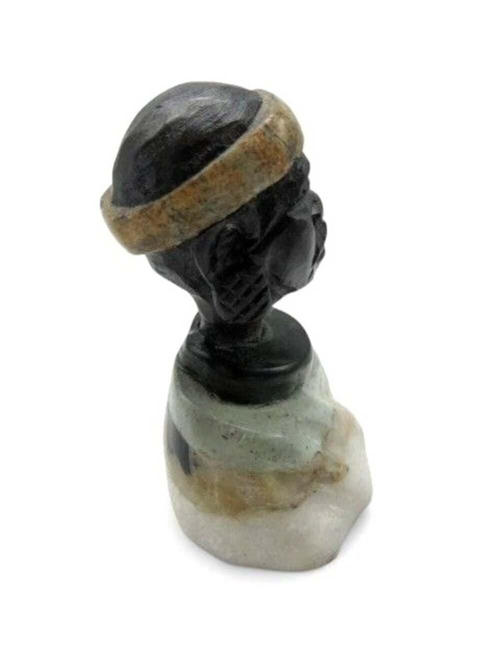 Small Stone Bust Set Hand Carved in South Africa 3.5" and 2.7" - Picture 4 of 12